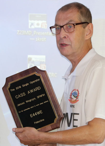Janusz SP9FIH with his Single Operator Cass Award plaque